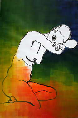 N'akt 6 - 2015 (Tusche und Buchdruckfarbe gewalzt auf Offset-Papier) 60 x 91 cm