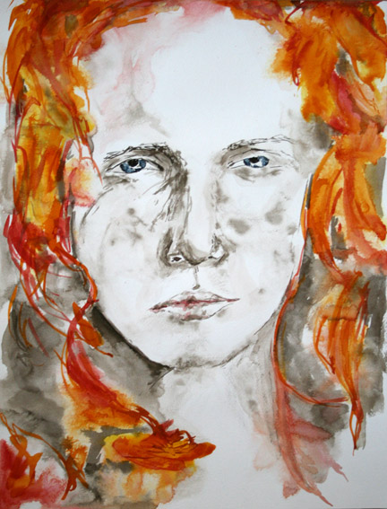 Feuer und Herbst - 2009 (Tusche auf Aquarellbütten) 30 x 40 cm